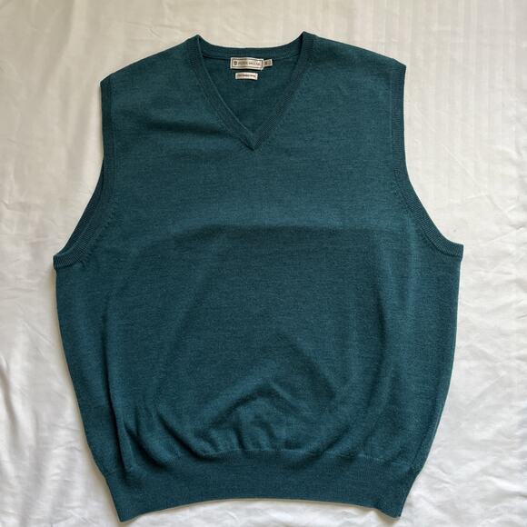 Peter Millar Sweater Mens XL Green Vest Pullover V Neck Merino Wool Golf Preppy - Picture 1 of 9